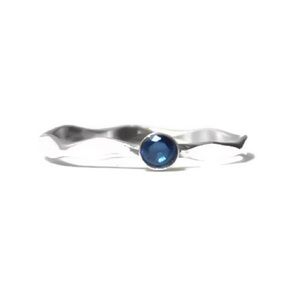 925 Sterling Silver 3mm Blue Sapphire Faceted Ring